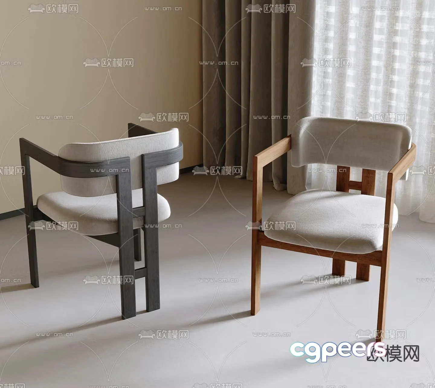 Modern chair single chair dining chair 3d model