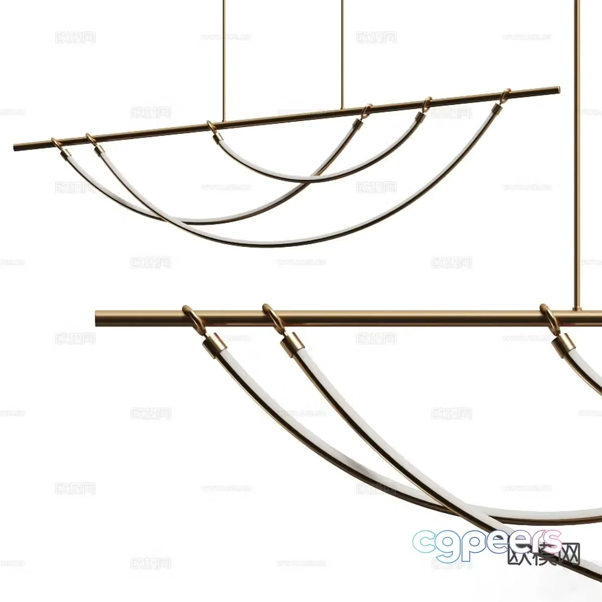 Light luxury lobby chandelier 3d model