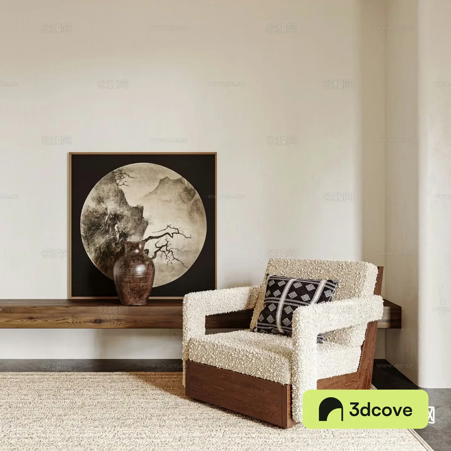 Wabi-sabi style single sofa