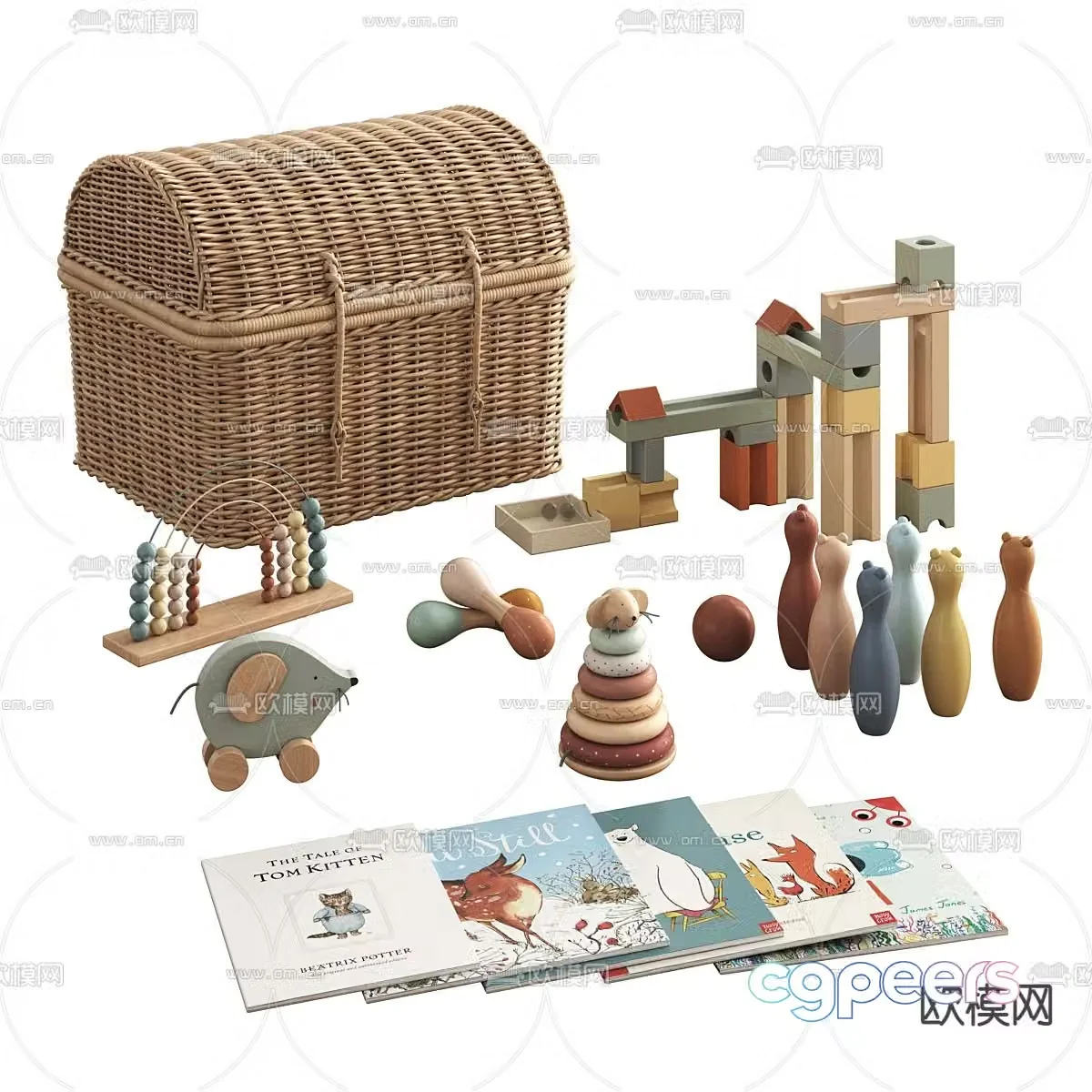 Children’s toys building blocks storage box books 3d model
