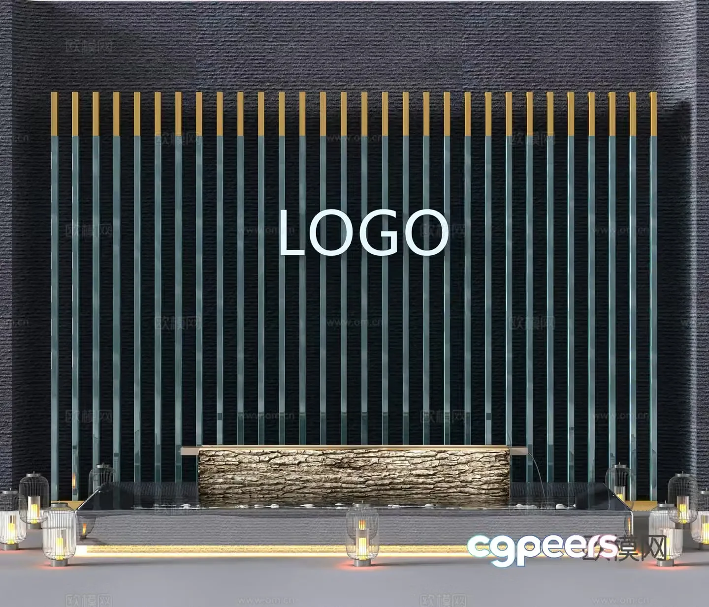 Modern background wall Modern landscape wall Flowing water landscape logo wall Landscape wall Image wall 3d model