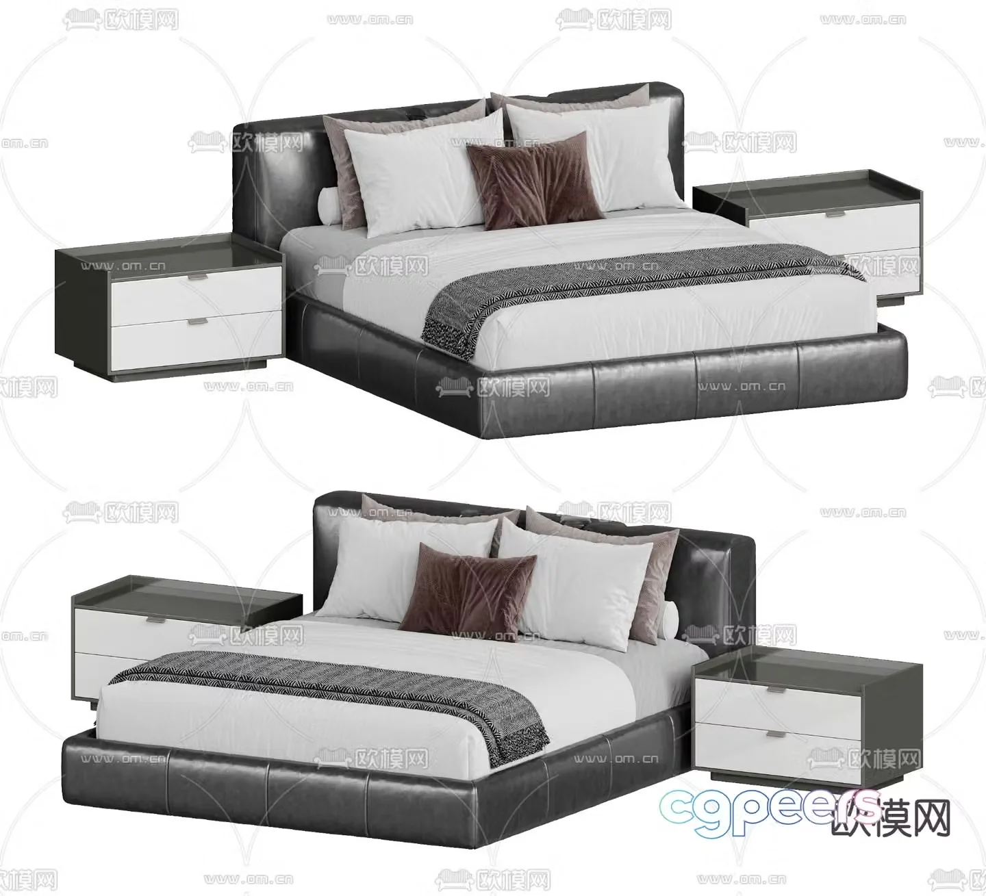 Modern double bed 3d model