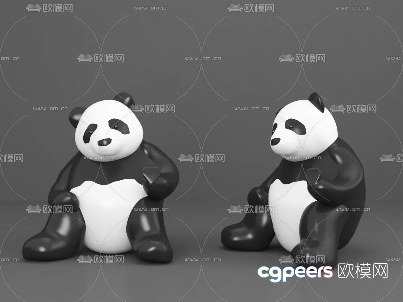 Modern national treasure panda doll toy 3d model
