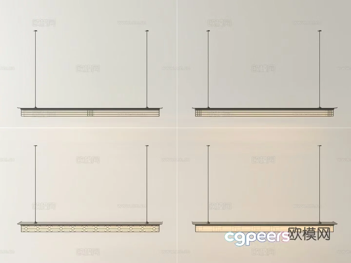 New Chinese style Chinese chandeliers one-length chandeliers decorative chandeliers restaurant study chandeliers 3D model