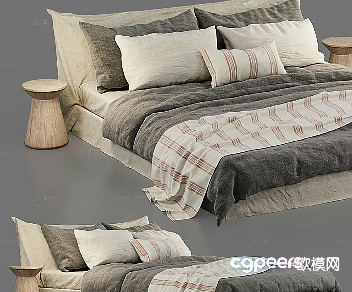 Modern double bed 3d model