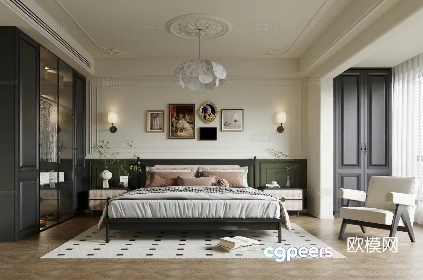 French retro bedroom master bedroom 3d model