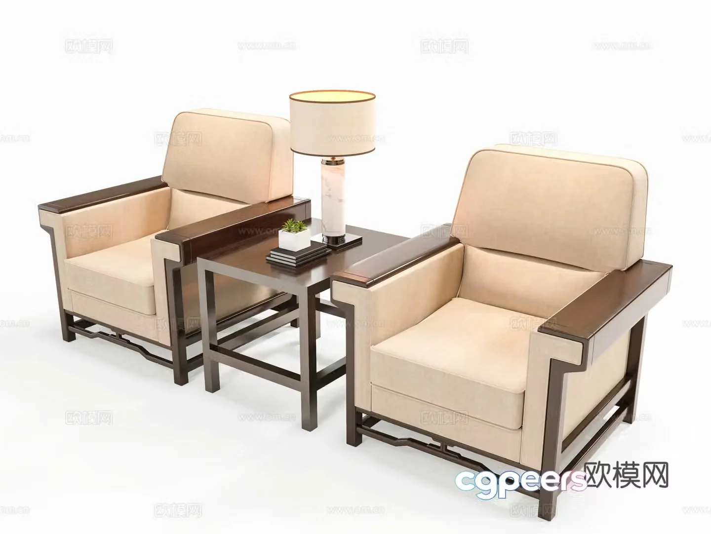 New Chinese single sofa 3D model