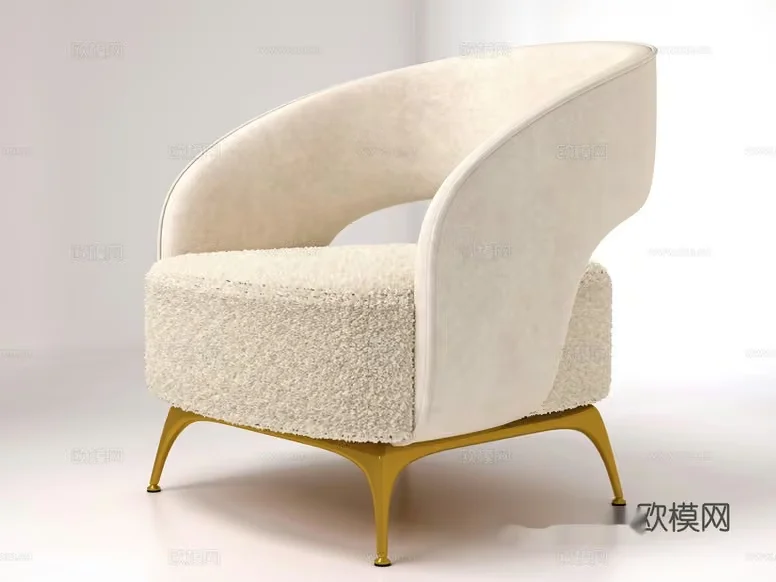 White And Gold Chair 3D Model – 22362 – VRAY Render