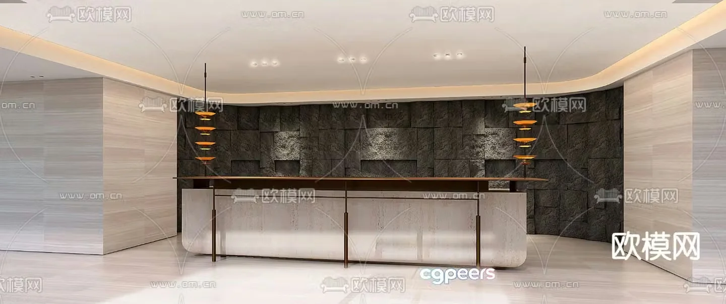Modern front desk reception desk service desk 3d model