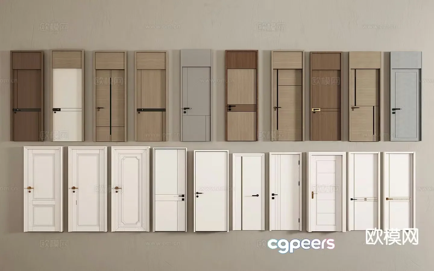 Modern door open ceiling door single-open door wooden door swing door door 3D model