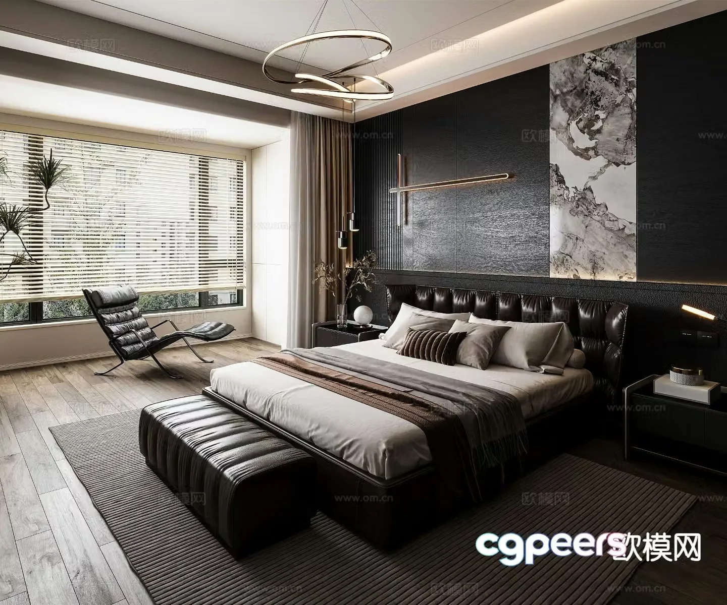 Italian double bed 3d model