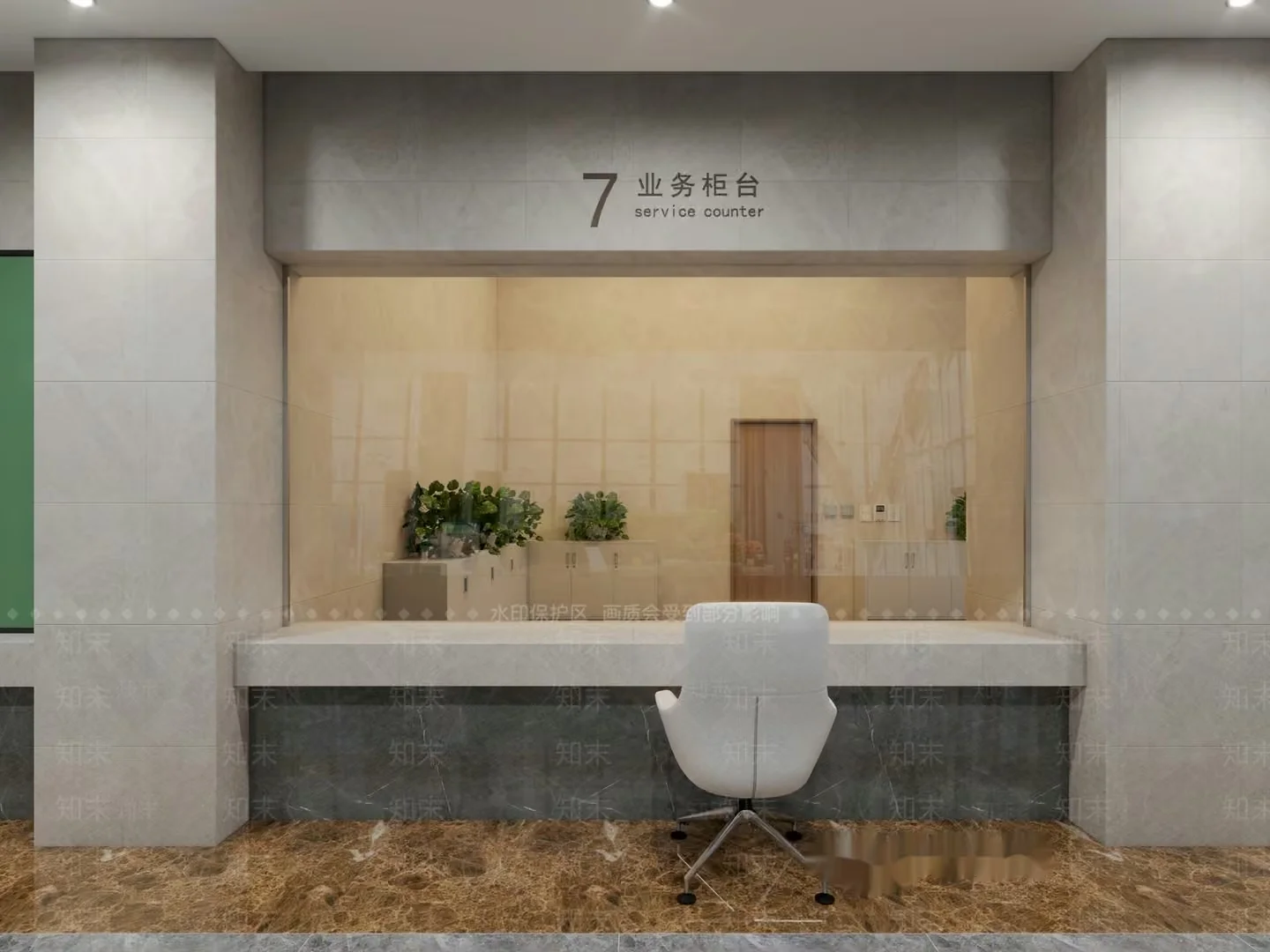 Modern Service Counter 3D Model – 11529 – VRAY Render