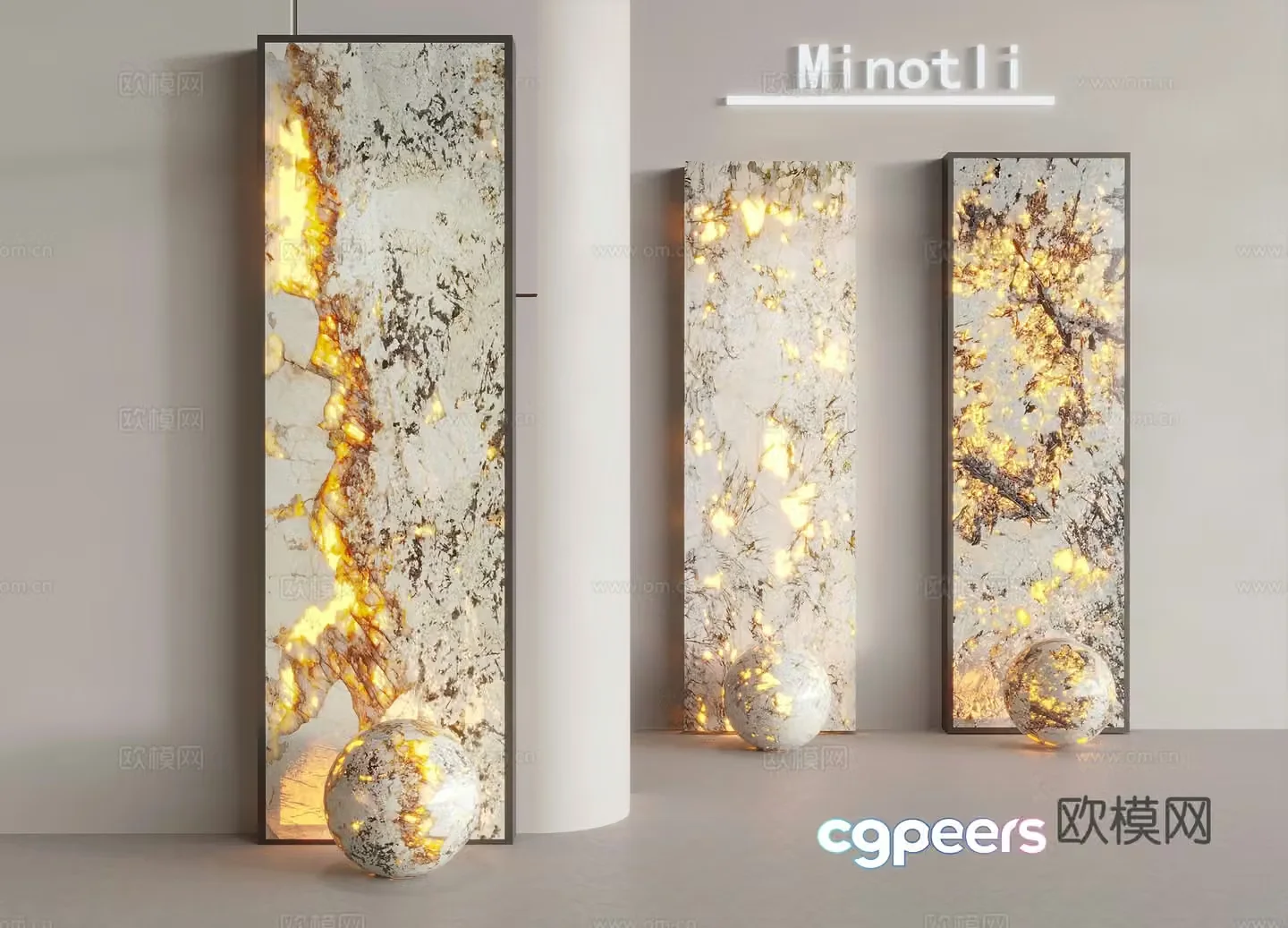 Translucent stone background wall Light luxury luminous stone Translucent marble Stone wall panel 3D model