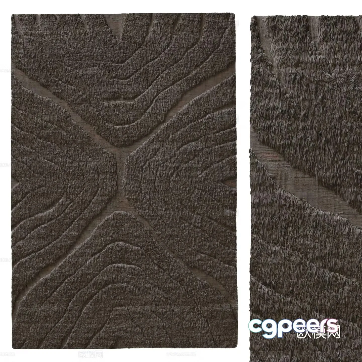 Modern Dark TARRAS Wool Carpet 3D Model
