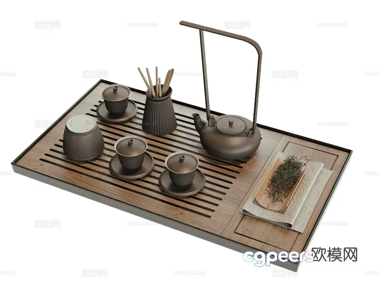 New Chinese style tea set teapot tea cup 3d model