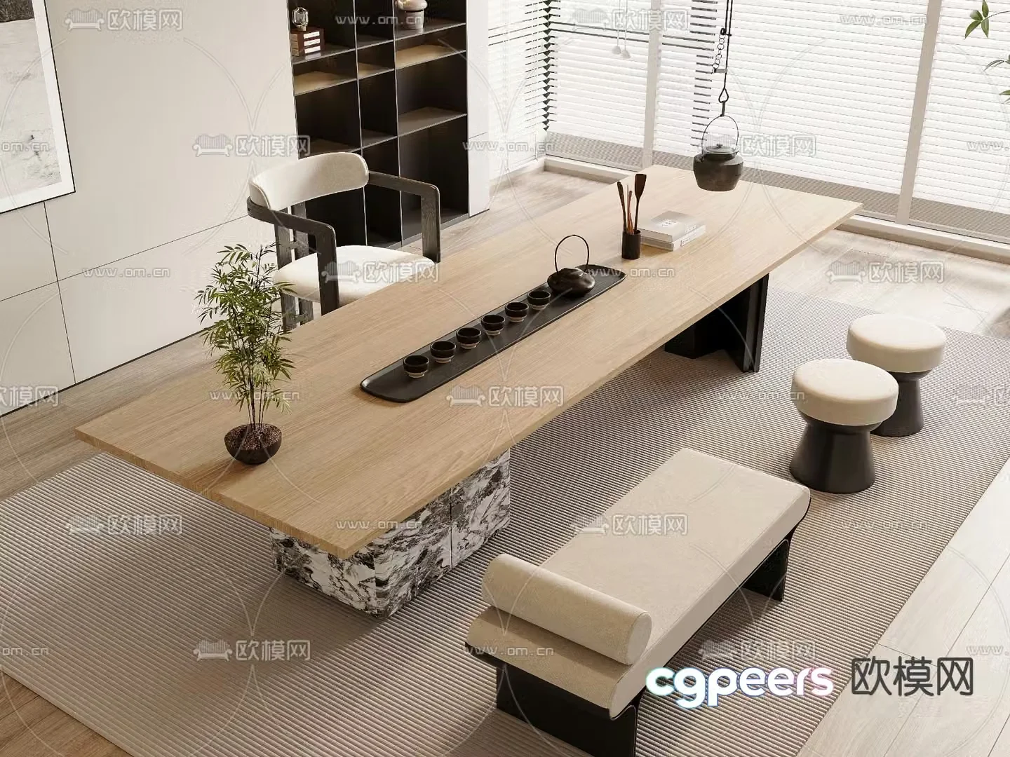 New Chinese style tea table tea table 3d model