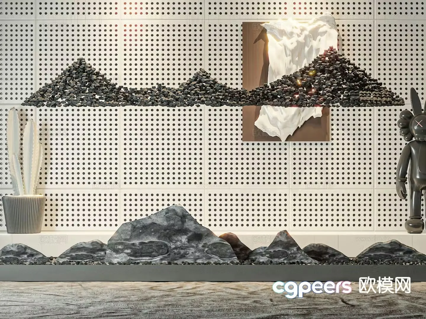 Landscape sketch stone landscaping 3D model
