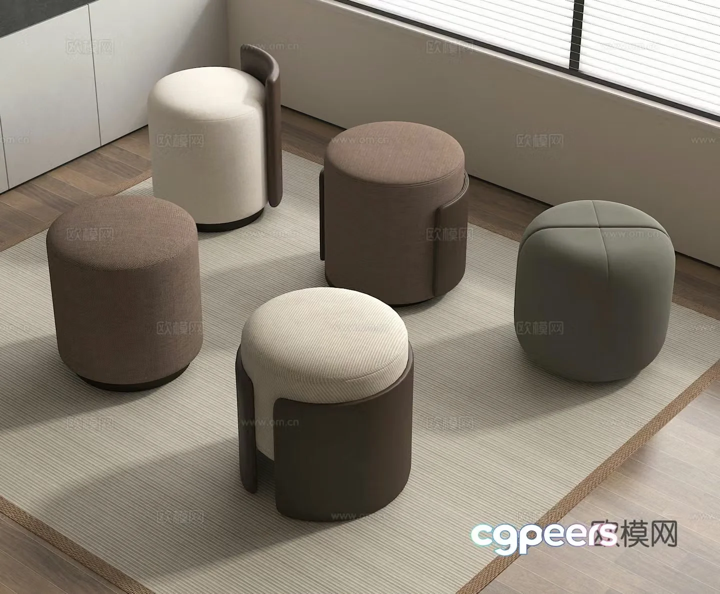 Sofa stool low stool shoe change stool stool 3d model