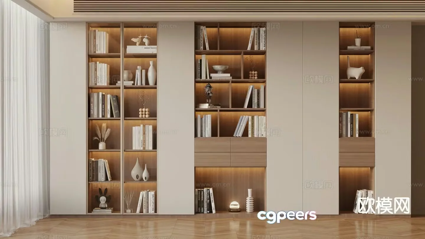 Modern bookcase 3d model