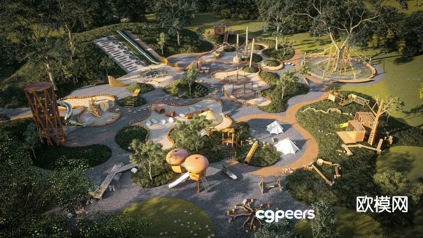 Modern camping park holiday campsite 3d model