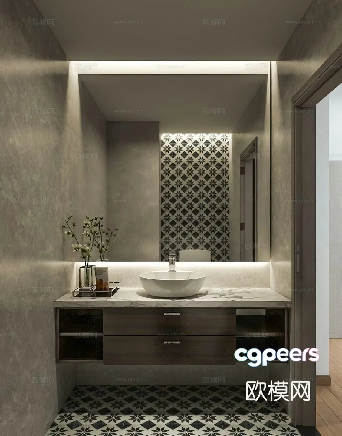 Modern minimalist bathroom retro bathroom minimalist bathroom 3d model