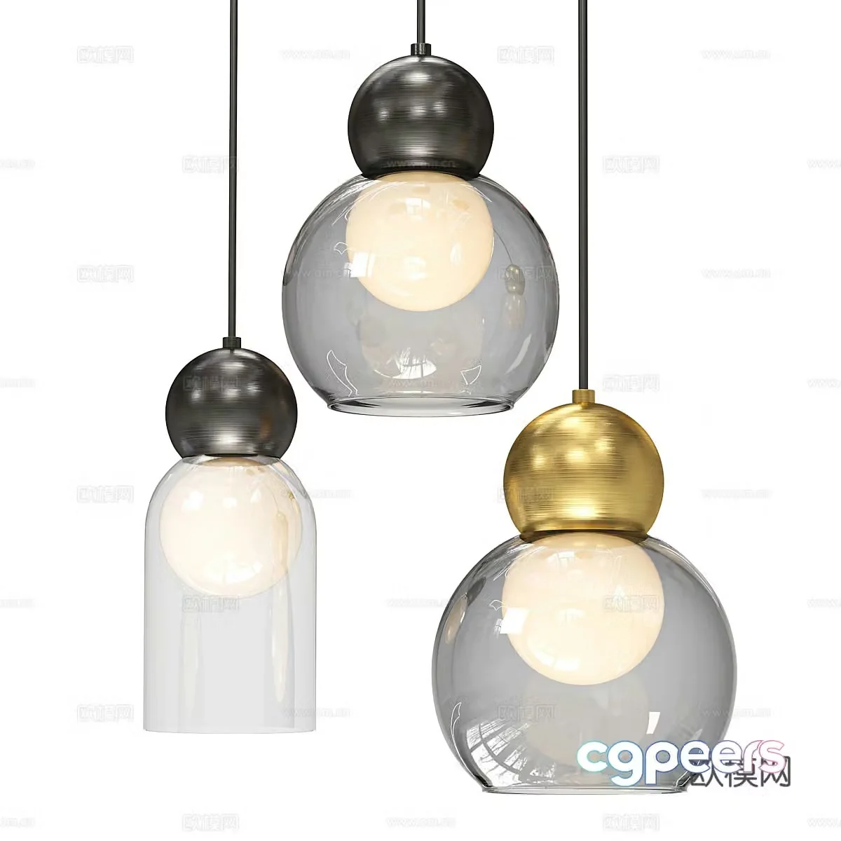 Modern light luxury decorative chandeliers 3D model