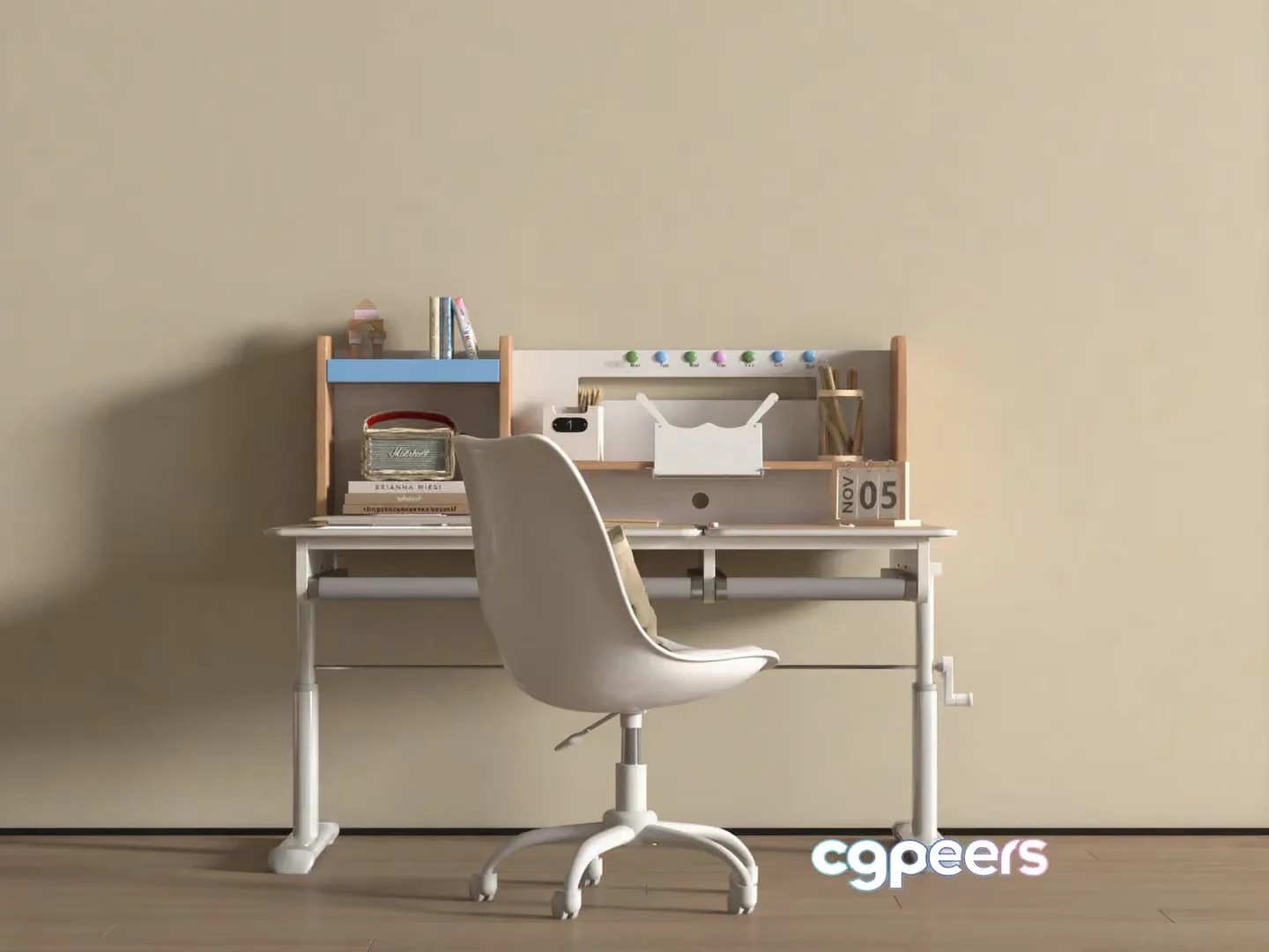 White Office Chair 3D Model – 5102 – VRAY Render