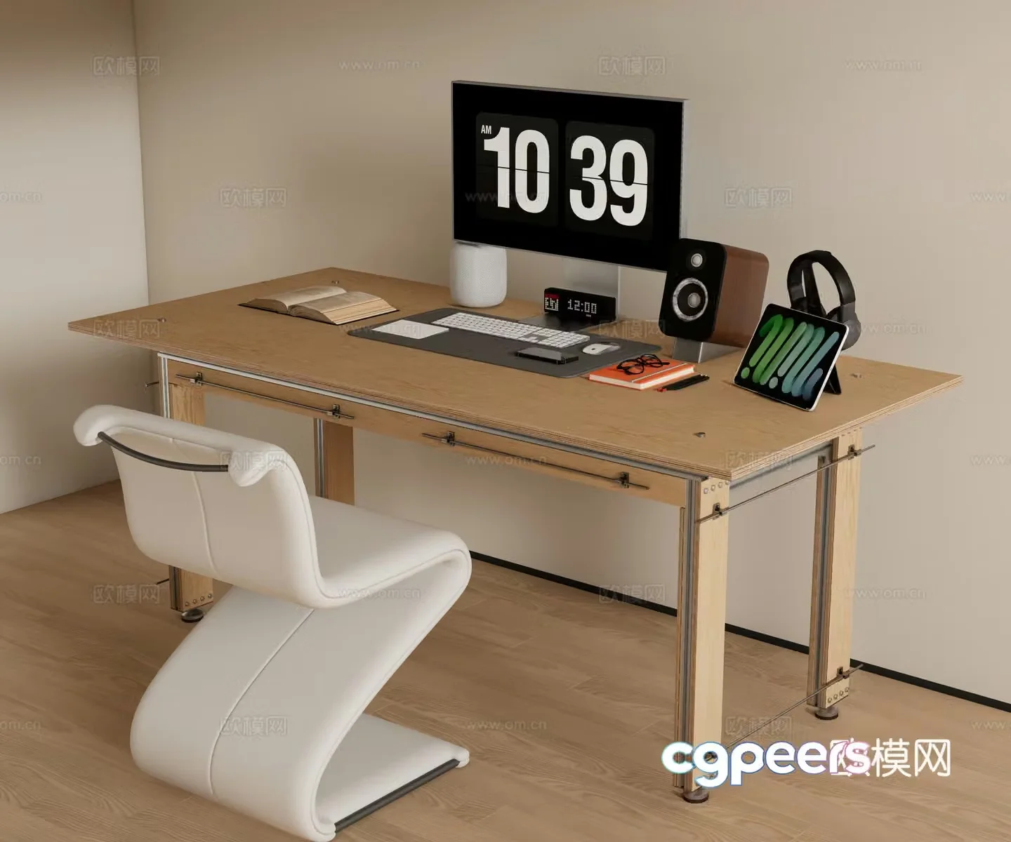 Modern desk chair computer desk desk 3d model