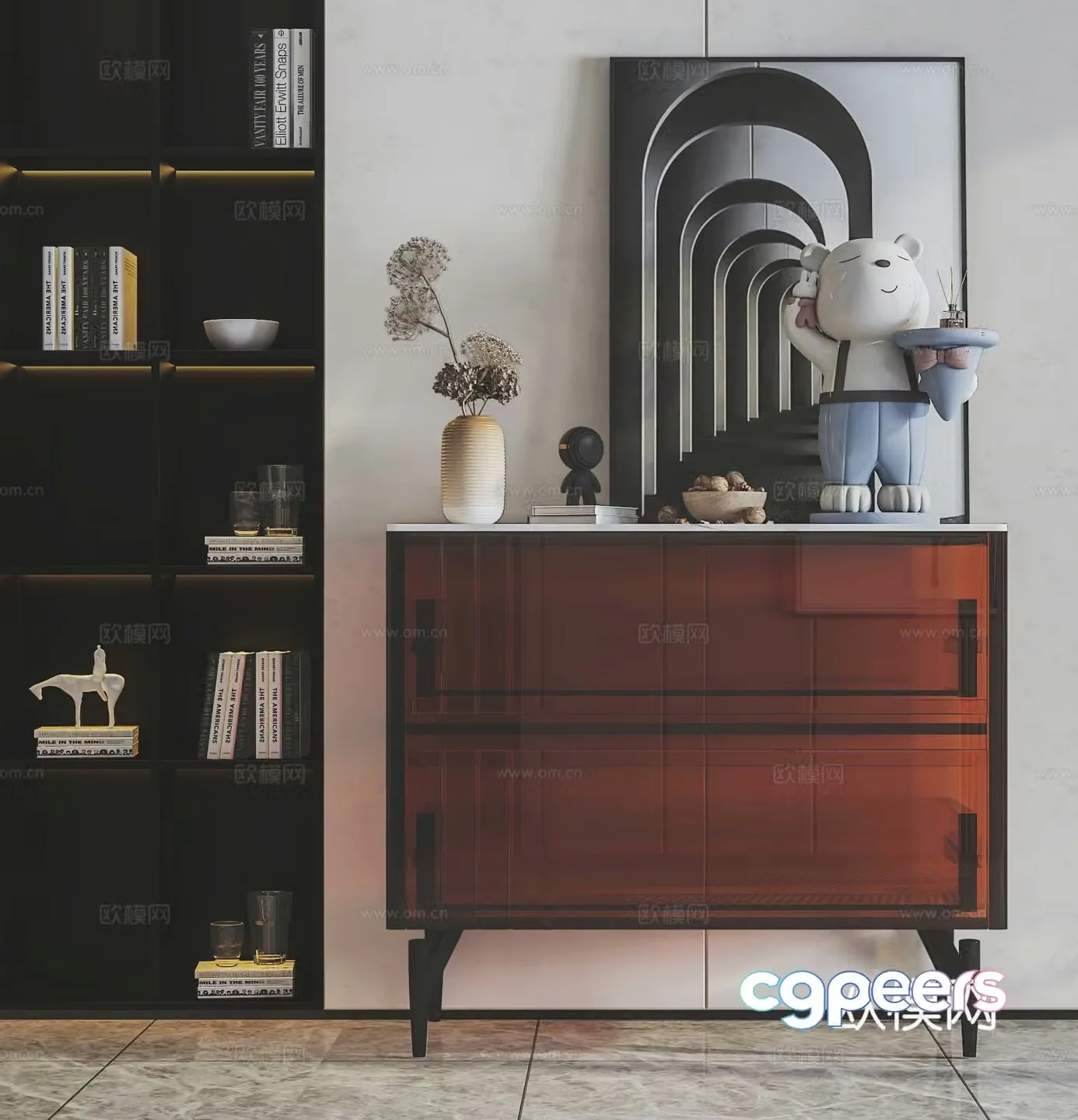 Modern acrylic side cabinet acrylic porch side cabinet decorative cabinet dining side cabinet decorative ornament decoration 3D model