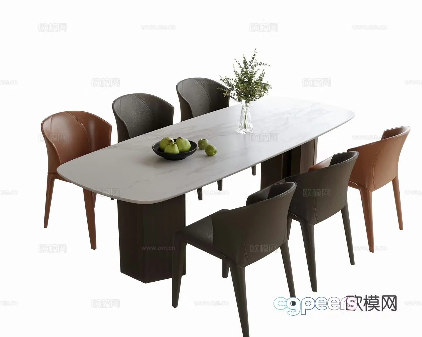Modern dining table and chair dining chair dining table 3d model