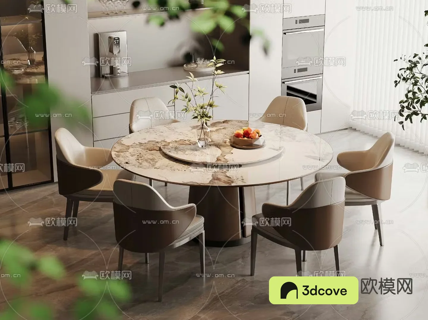 Marble dining table and chairs