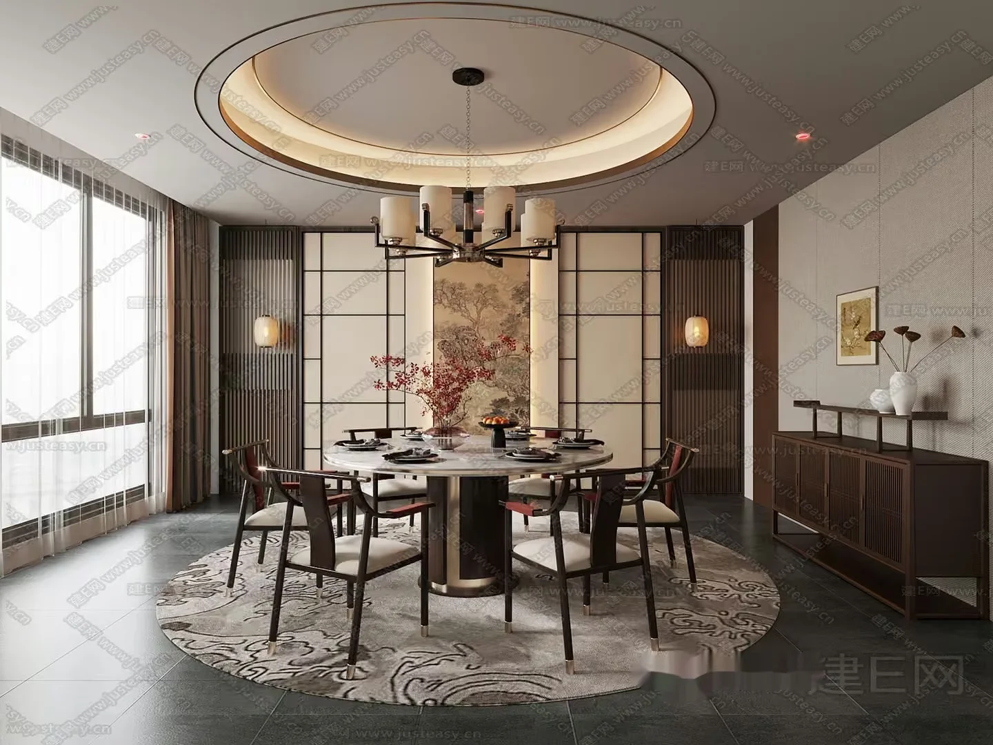 A Luxurious Dining Room 3D Model – 18305 – VRAY Render