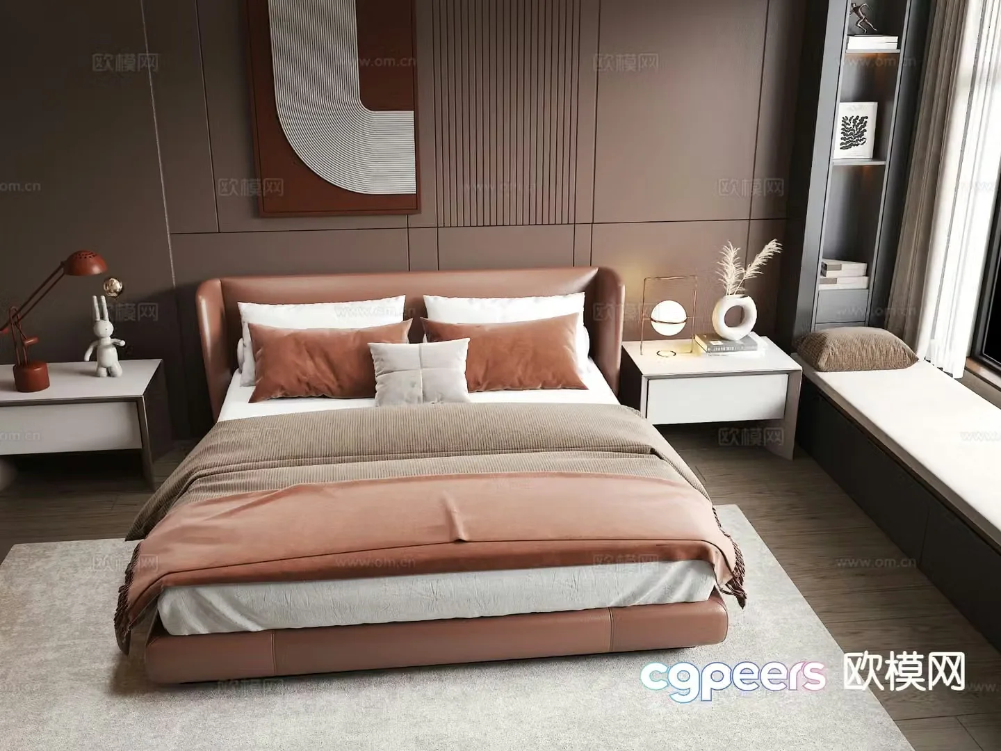 Italian double bed 3d model