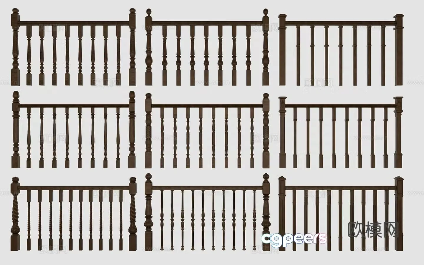 European simple railing combination 3D model