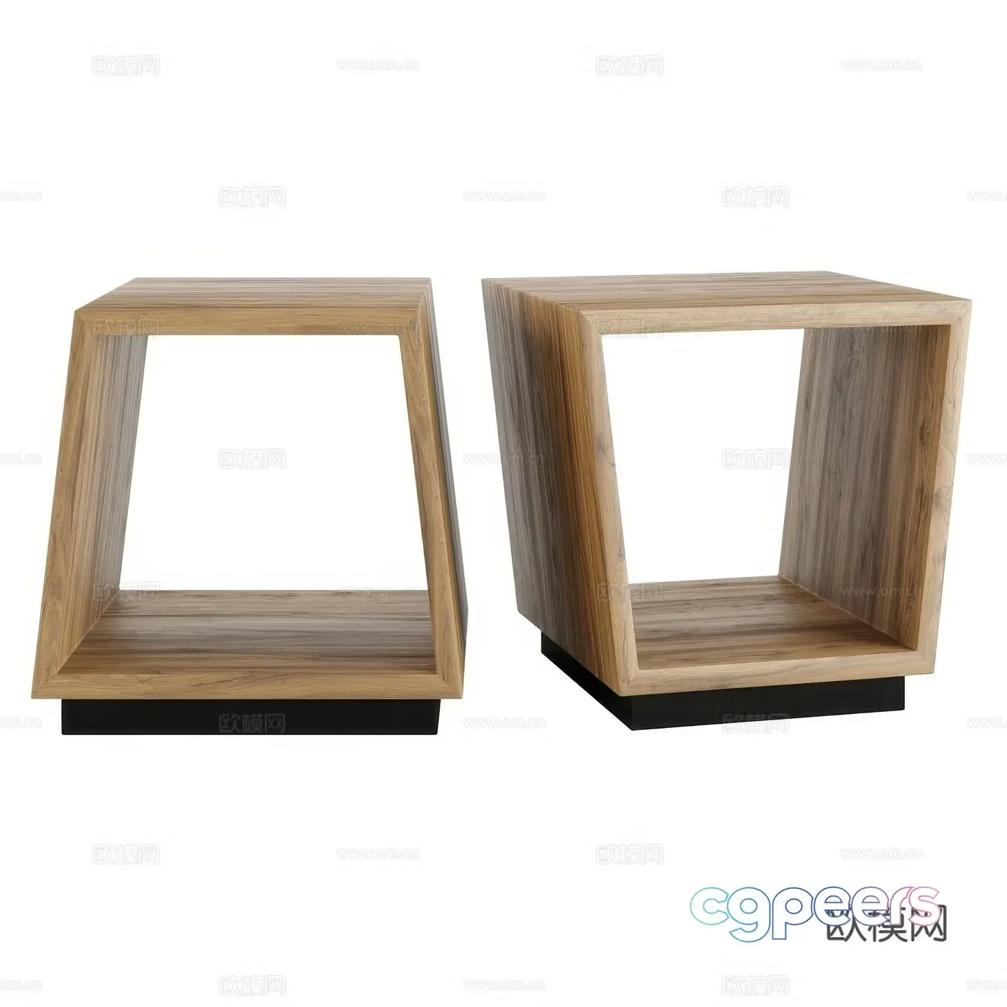 Modern Italian minimalist solid wood bedside table 3D model