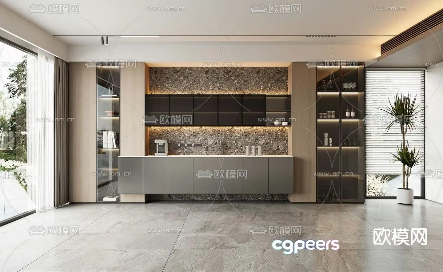 Modern sideboard wine cabinet 3d model