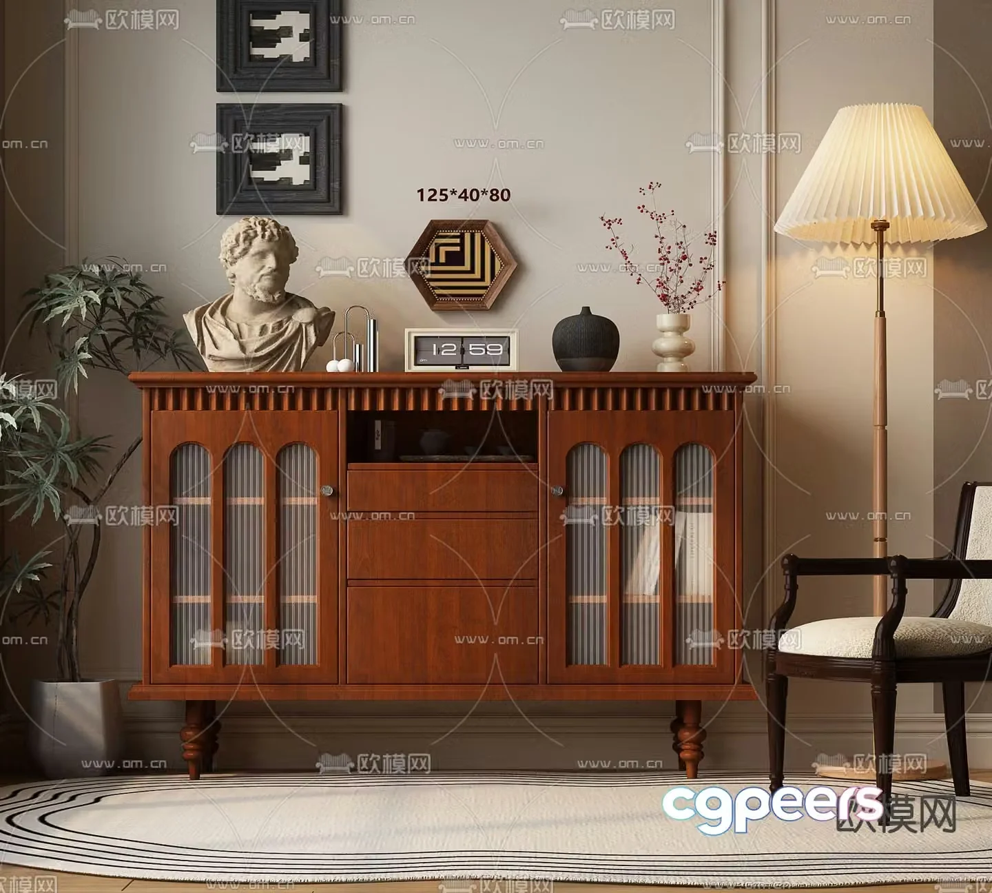 Medieval style sideboard 3d model