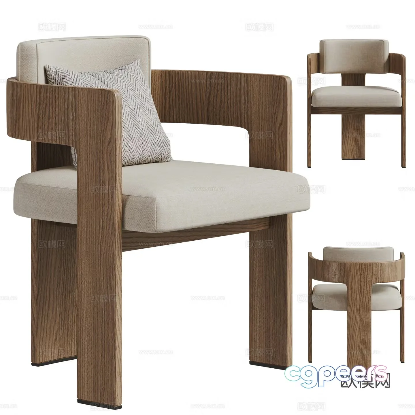 Modern single chair combination 3D model