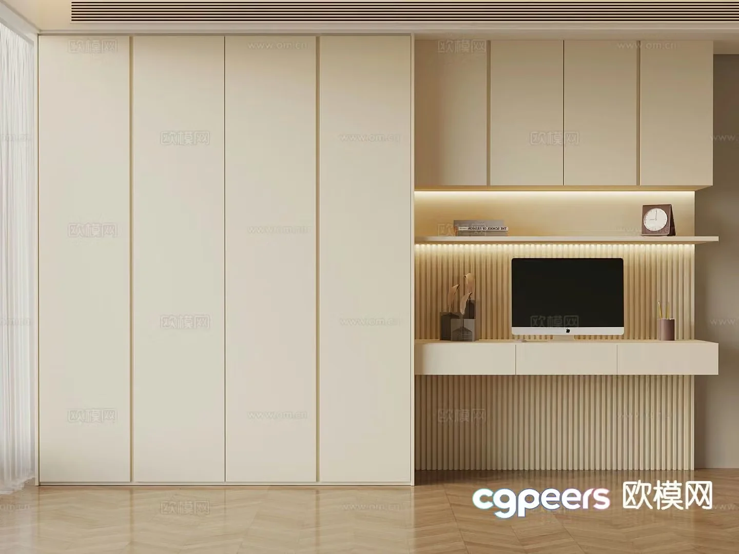 Cream style wardrobe 3d model