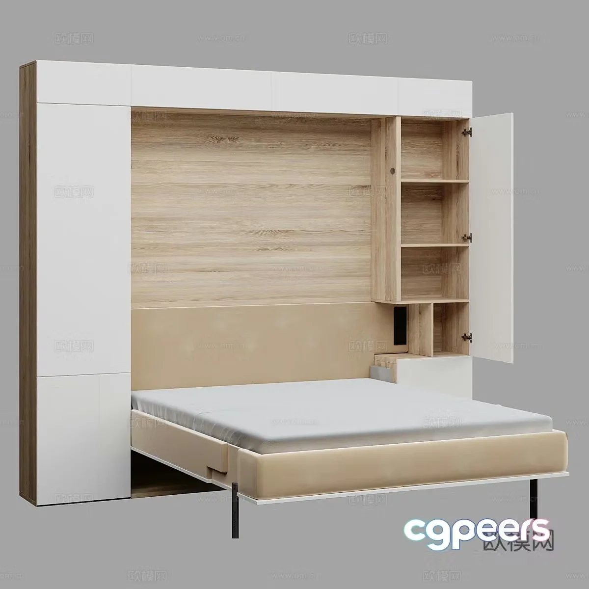 Modern single bed folding bed 3d model