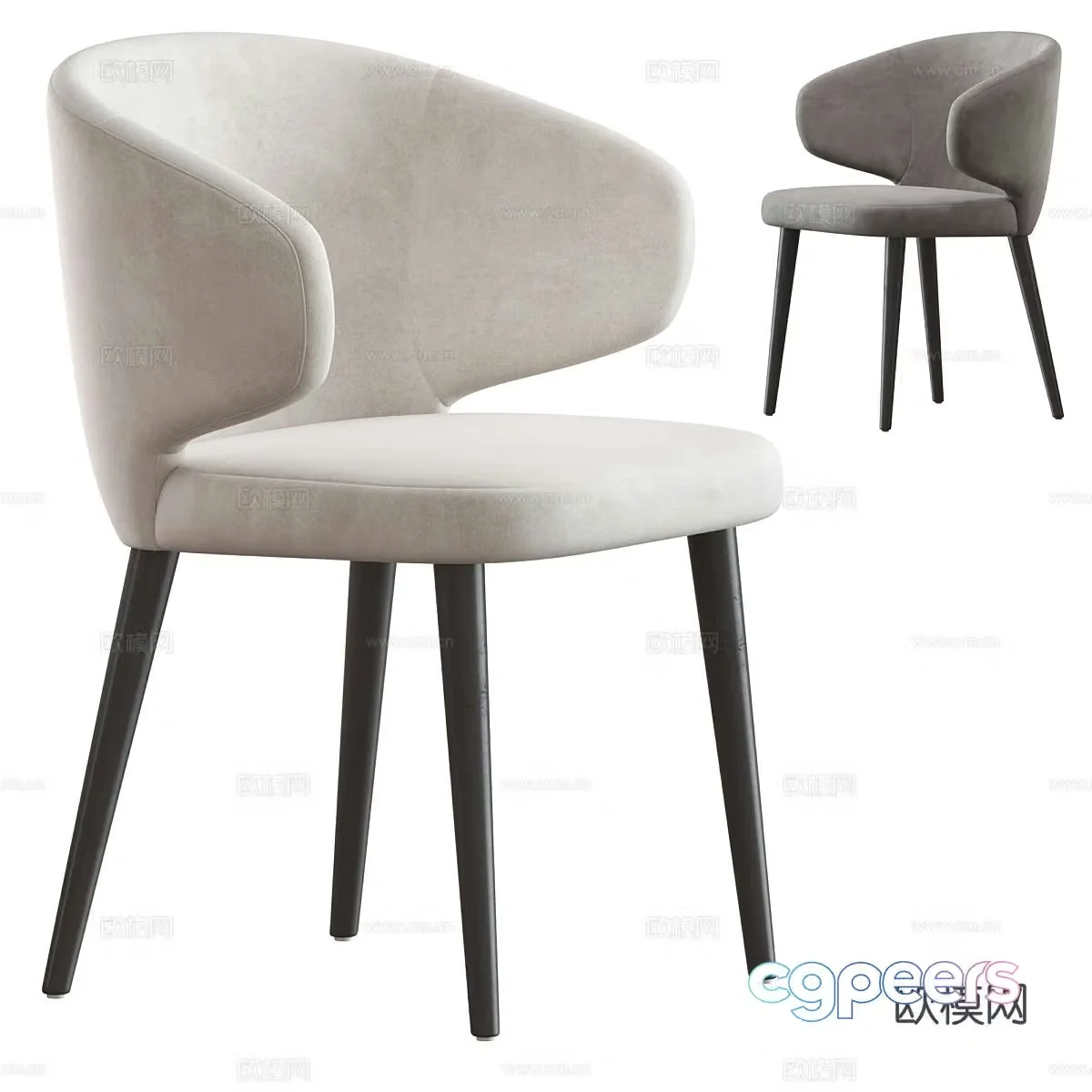 Modern single chair dining chair book chair chair 3d model