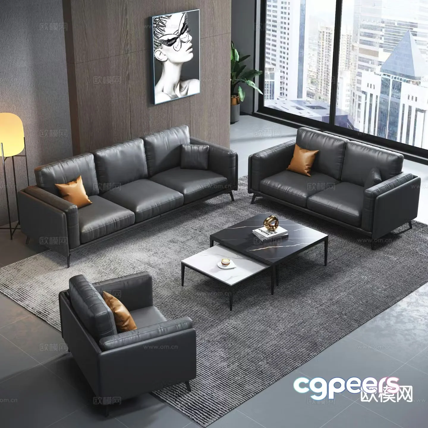 Modern sectional sofa 3d model