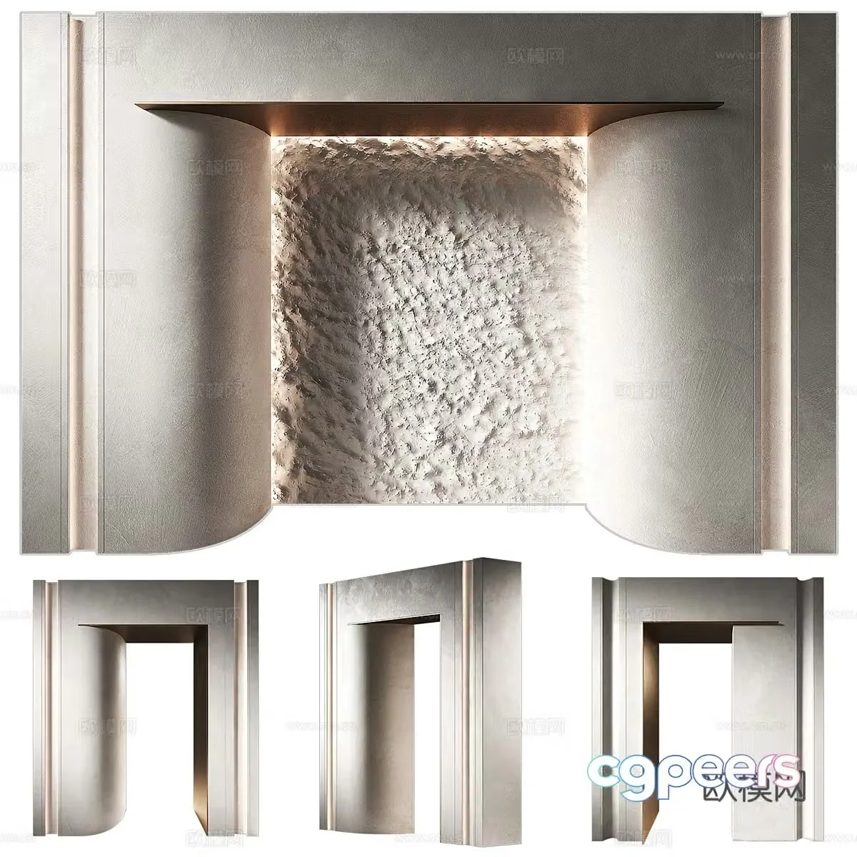 Modern Wasabi Corridor Channel Arc Wall Panel 3D Model