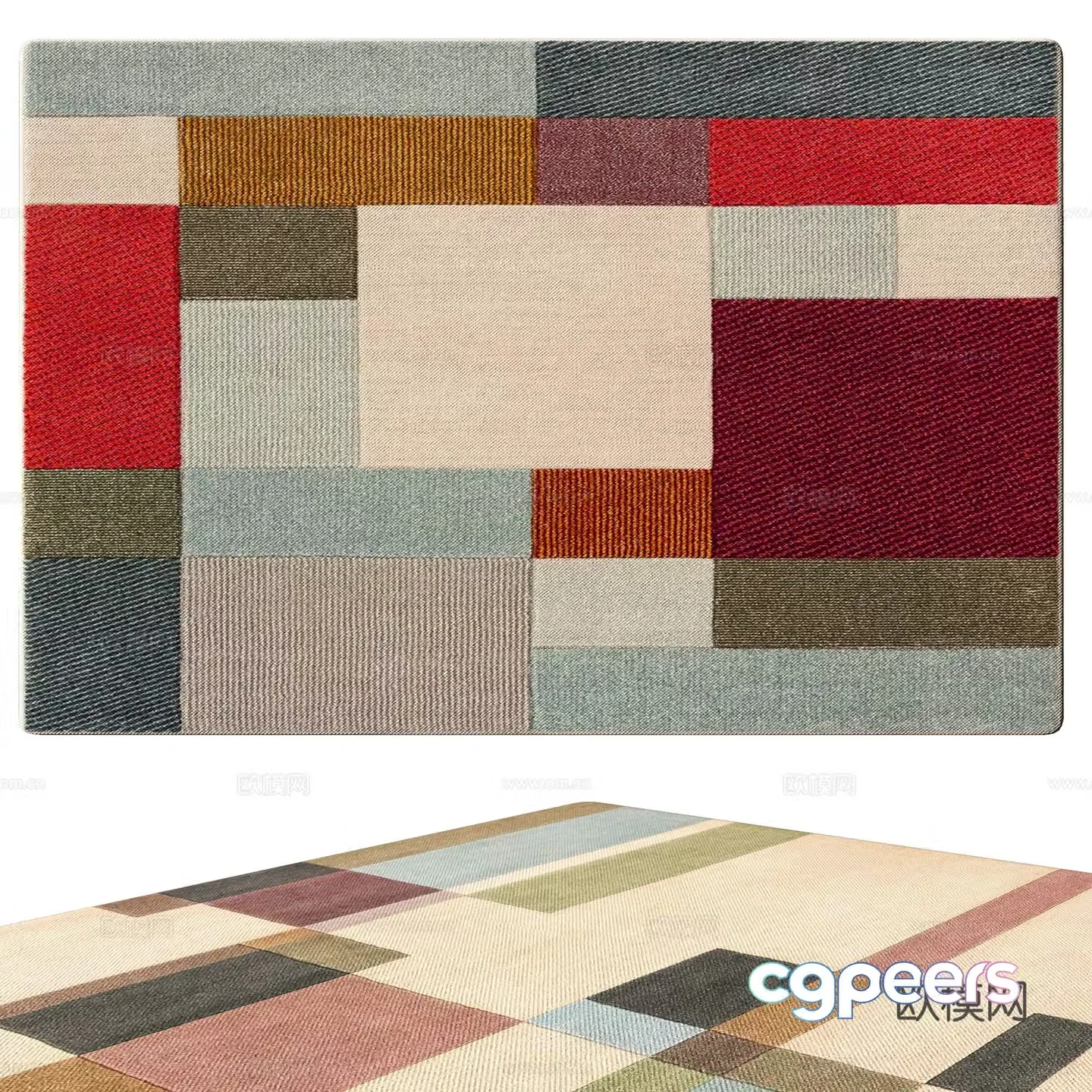 Modern square carpet 3d model
