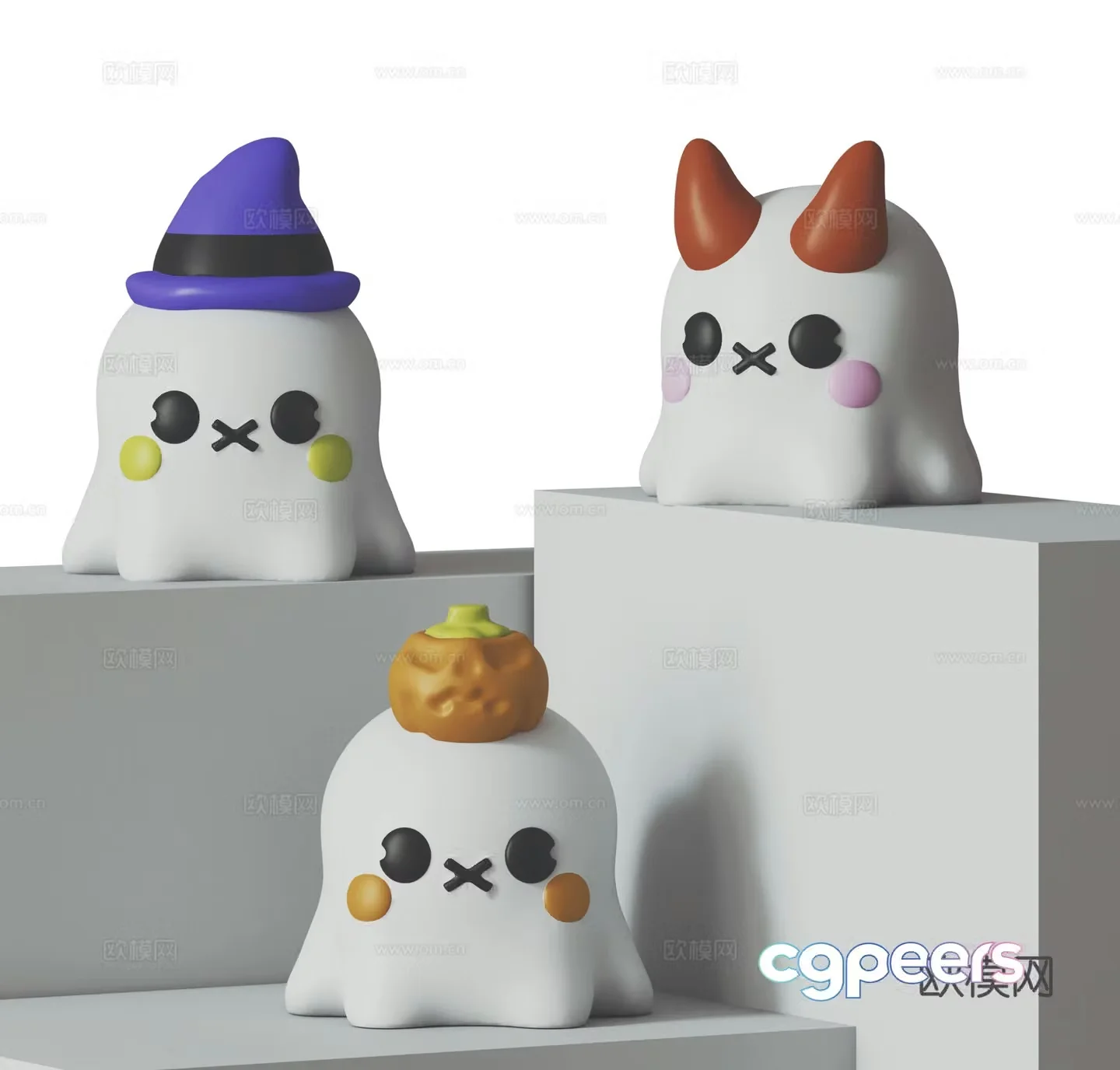Ghost trendy toy sculpture doll cartoon ornament 3d model