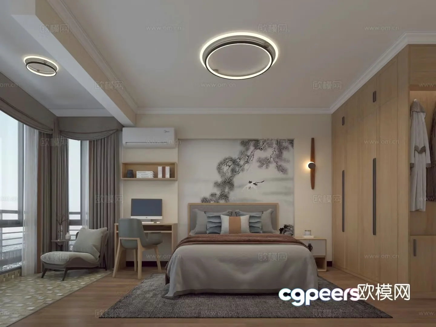 New Chinese style bedroom elderly room 3d model