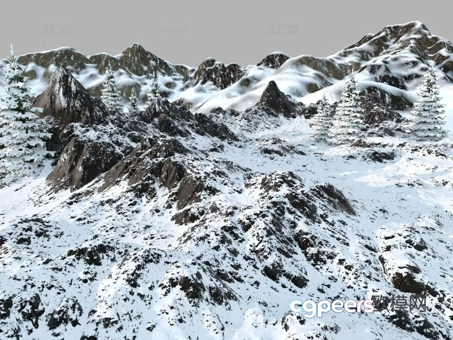 modern mountains mountain range snow mountain 3d model