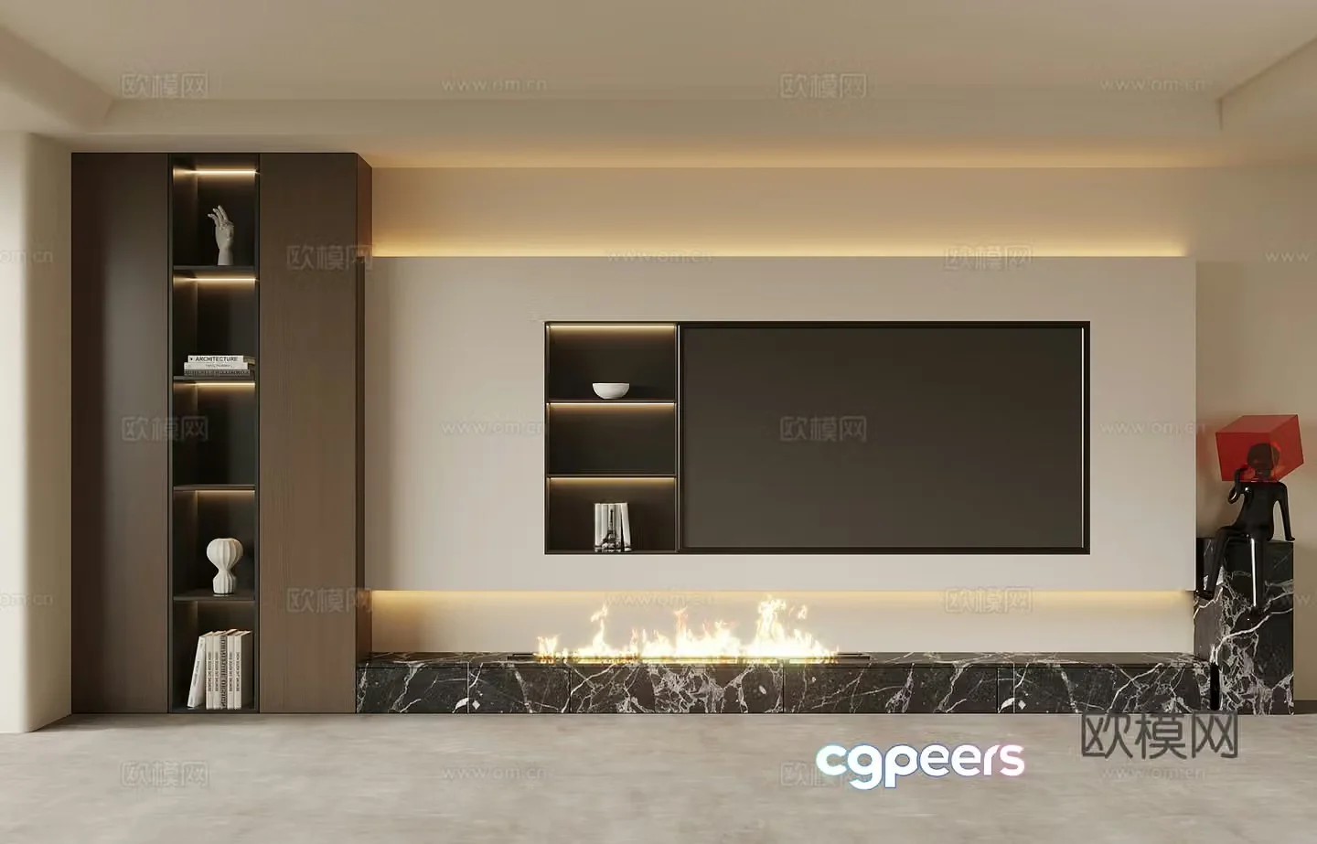 Modern Italian TV background wall 3d model