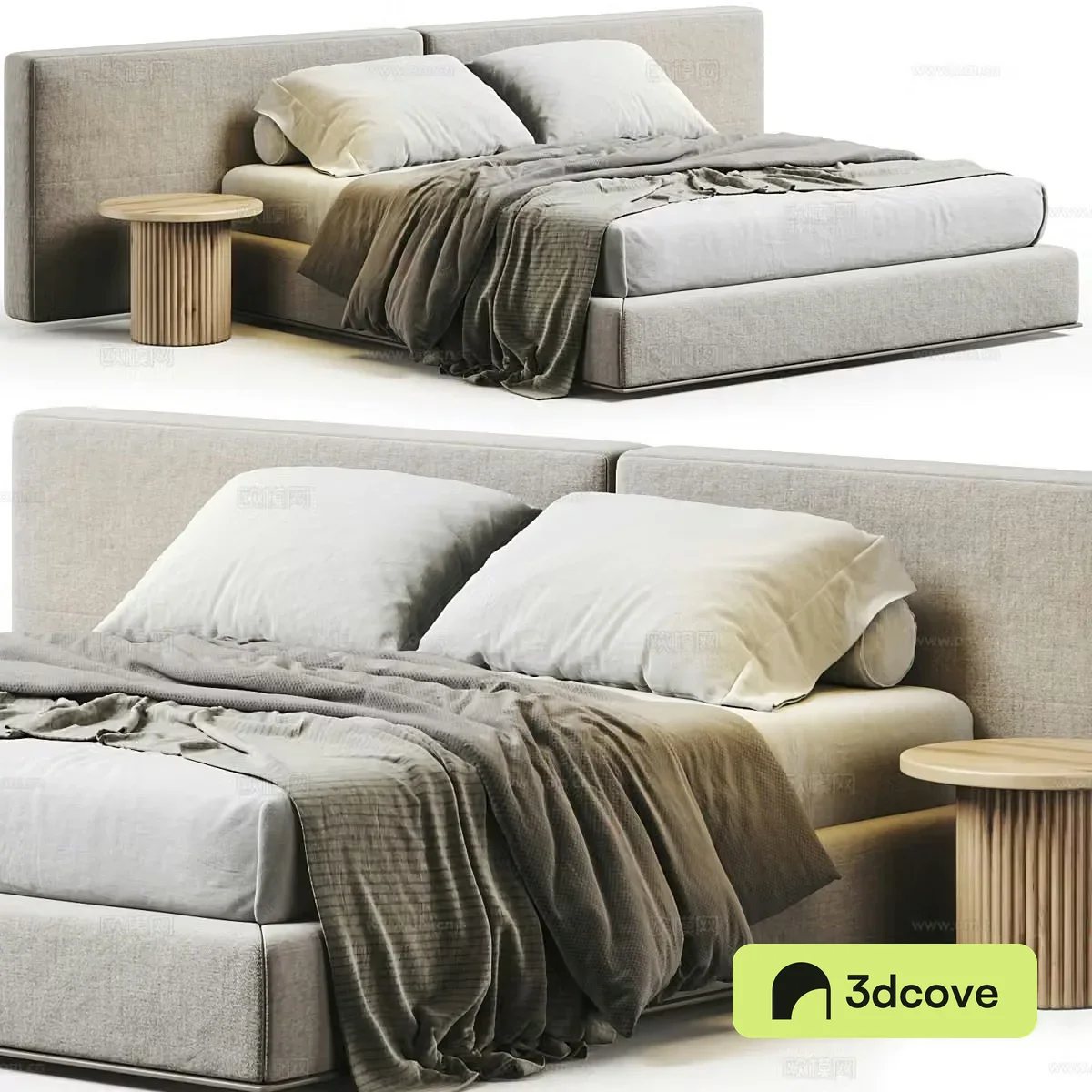 Modern Italian Poliform Brera Fabric Double Bed