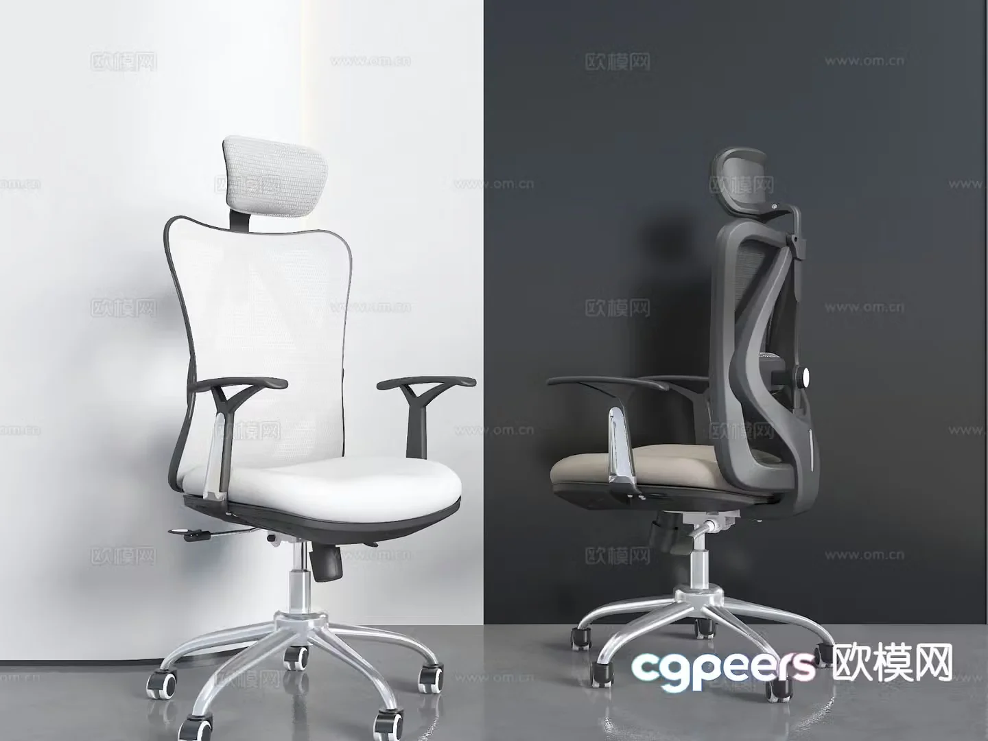 Modern office chair I-shaped chair mid-back chair conference chair staff chair 3D model